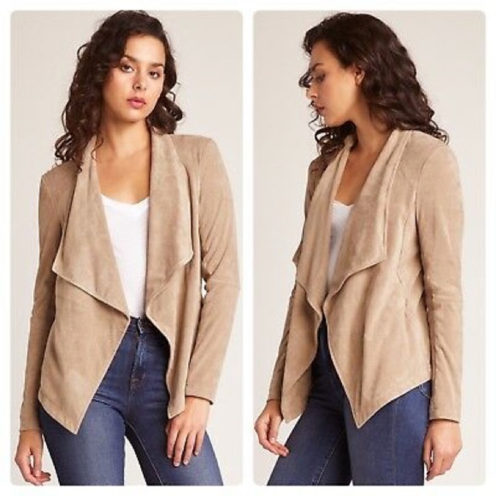 BB Dakota Wade Drape Front Faux Suede Wrap Jacket
